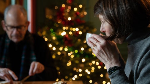 Visitors enjoying the festive treats in the tearoom